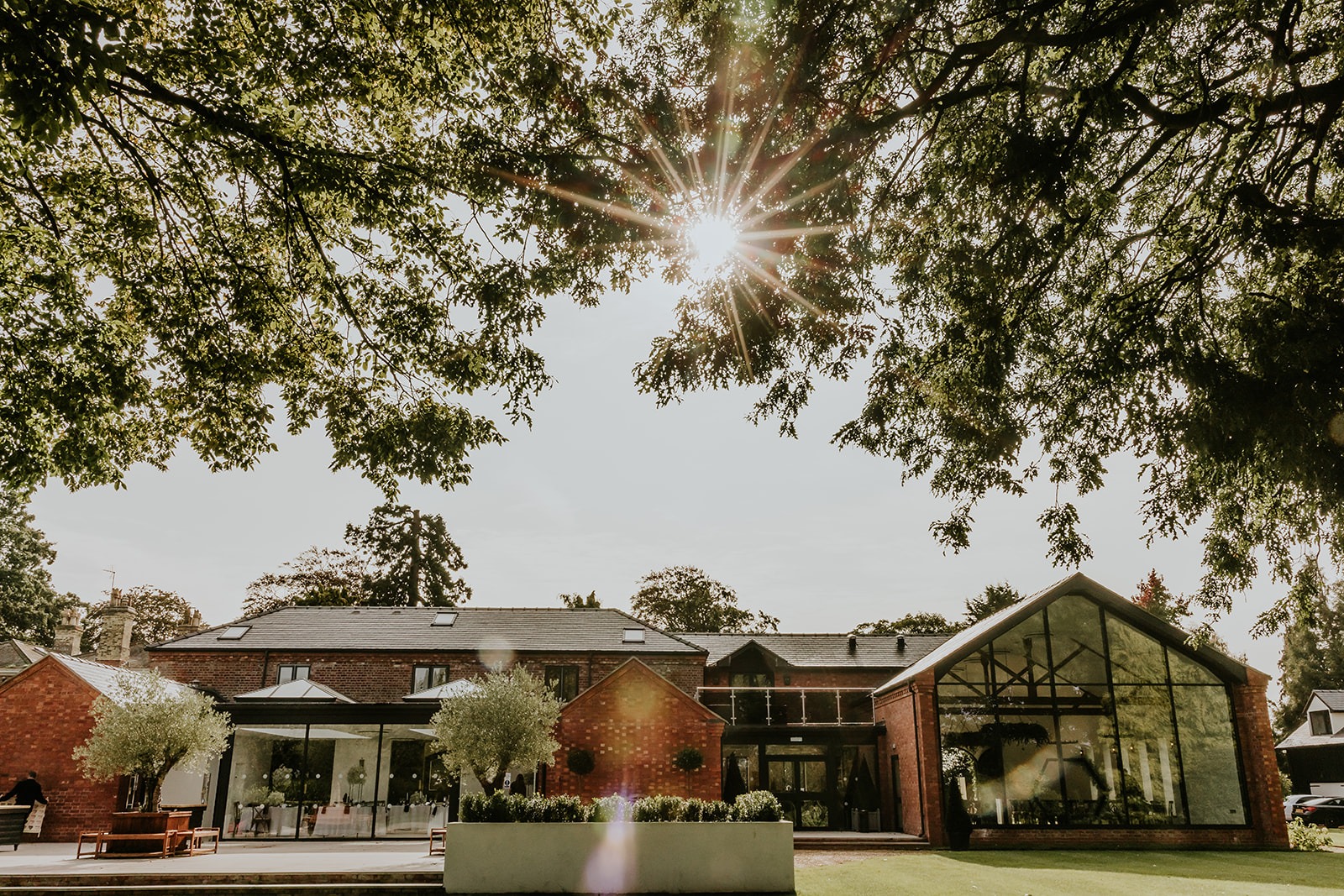 Wedding couple at The Grange Leverton at golden hour